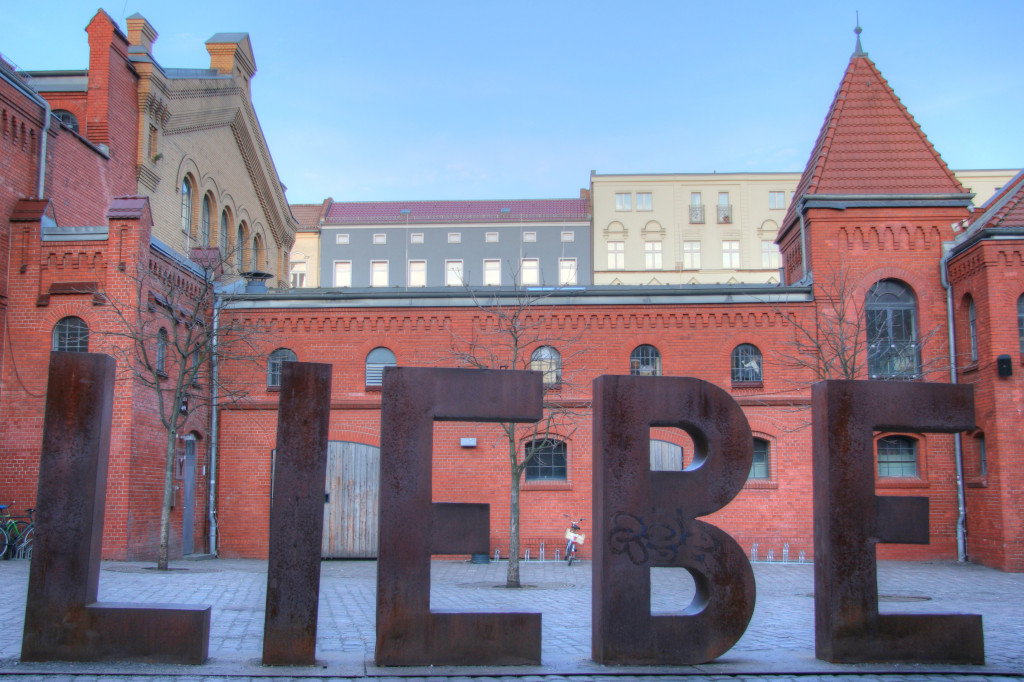 LIEBE (LOVE) – Metal letters in the Kulturbrauerei spell LIEBE the German for LOVE