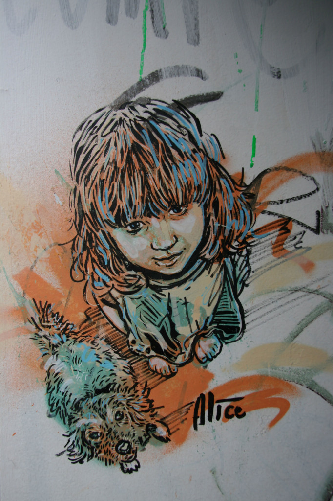 Girl and Puppy: Street Art by AliCé (Alice Pasquini) in Berlin