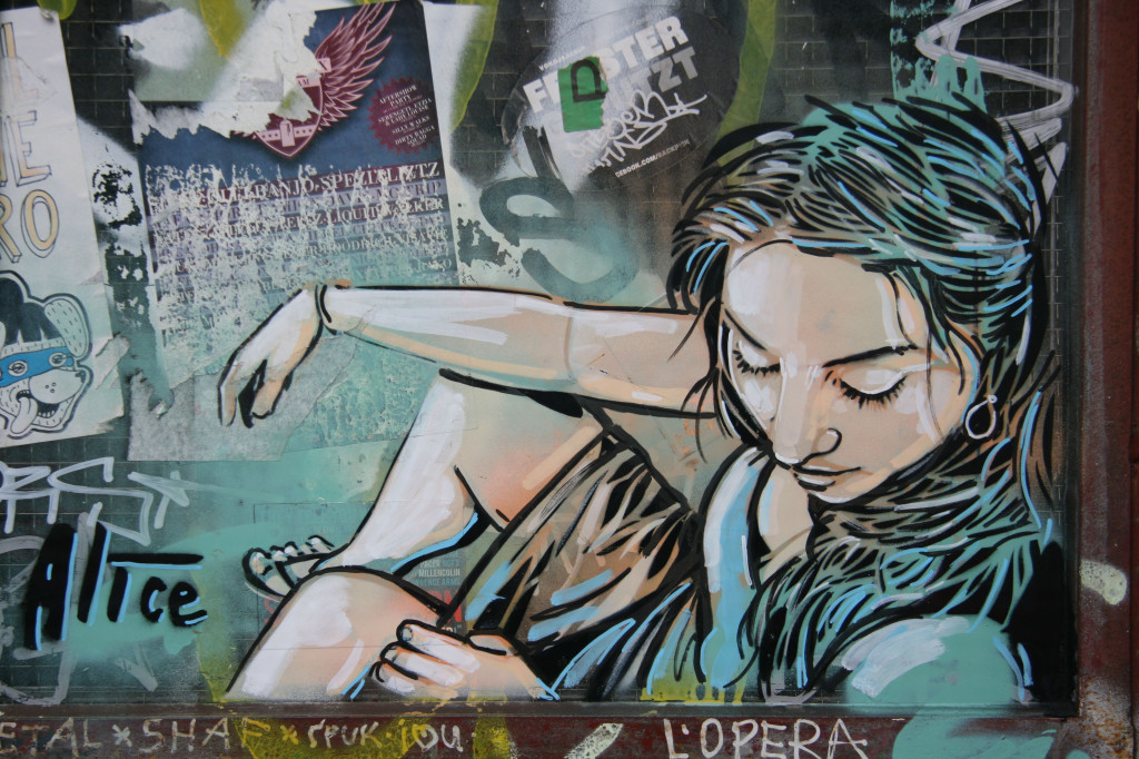 Girl in a Doorway: Street Art by AliCé (Alice Pasquini) in Berlin