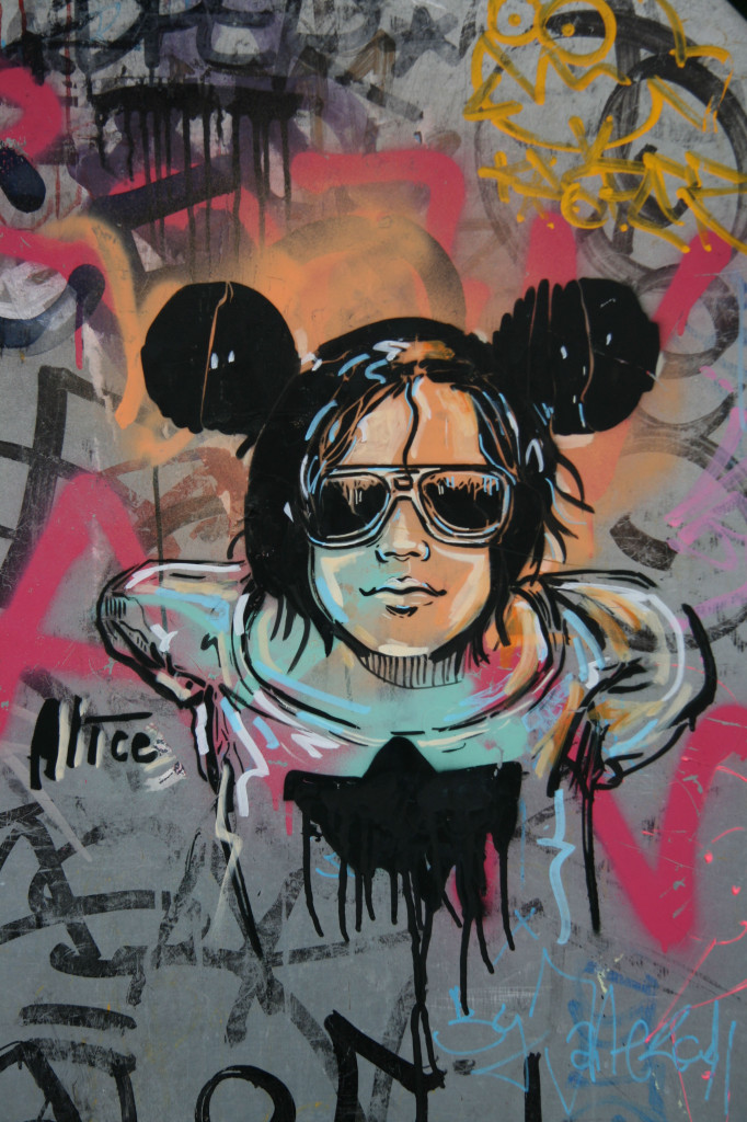 Girl in Mickey Mouse Ears: Street Art by AliCé (Alice Pasquini) in Berlin