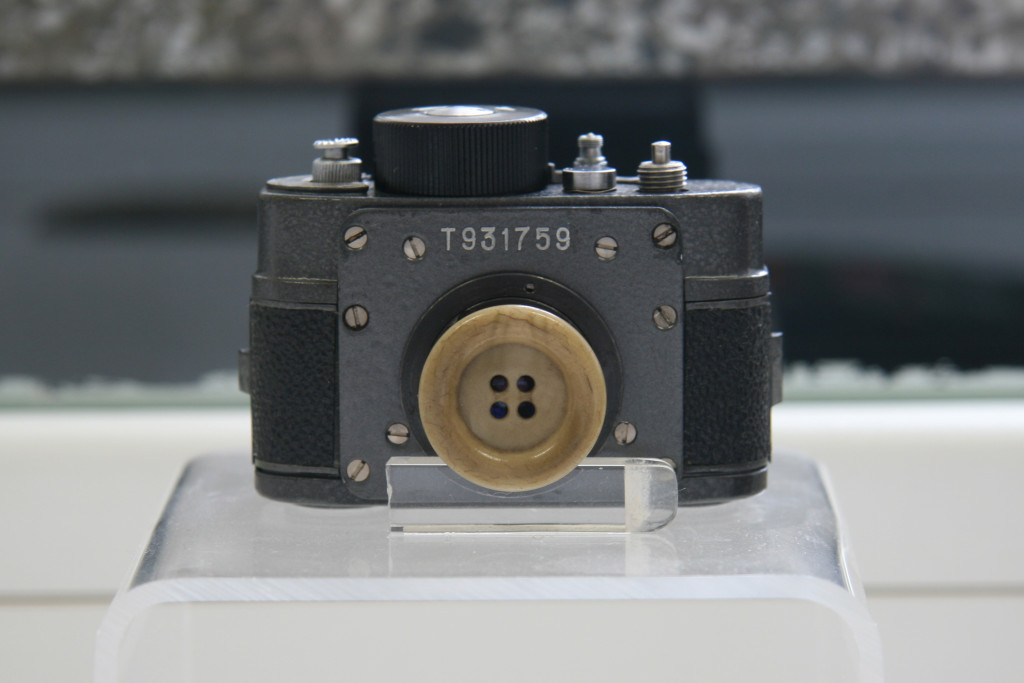 A buttonhole camera on display in The Stasi Museum in Berlin