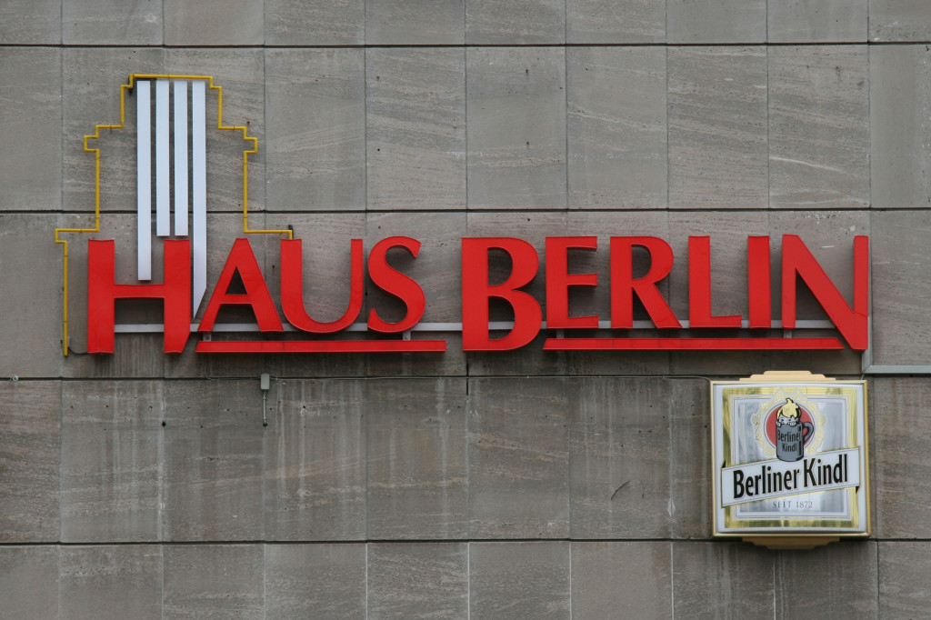 The Haus Berlin sign on Karl-Marx-Allee in Berlin