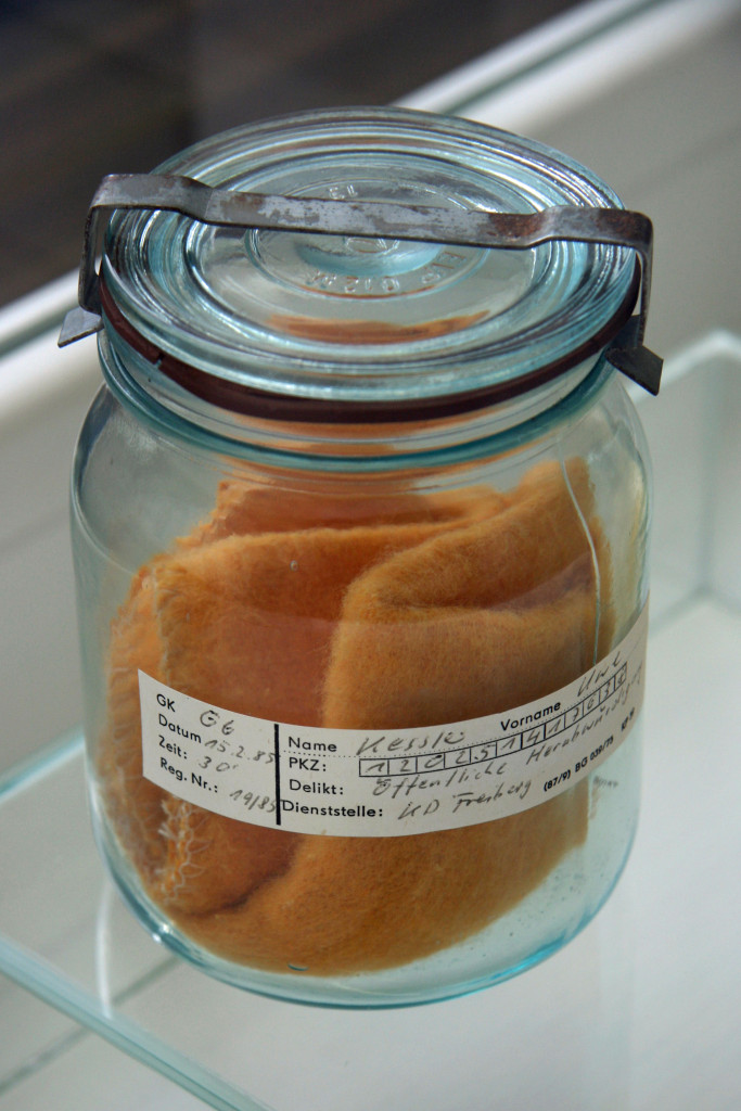 A person's scent stored in a glass jar in The Stasi Museum in Berlin