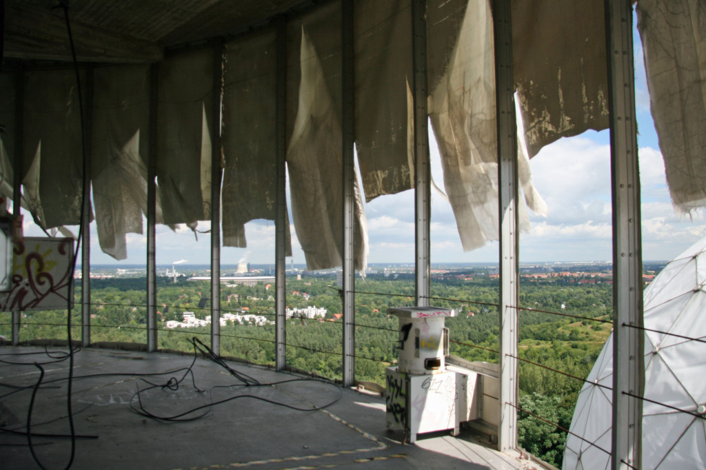 Sheeting in tatters in a tower at the NSA Listening Station at Teufelsberg