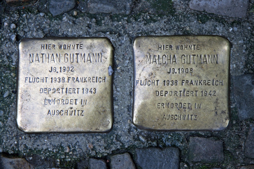 Stolpersteine 6: In memory of Nathan Gutmann and Malcha Gutmann (Raumerstrasse 21) in Berlin
