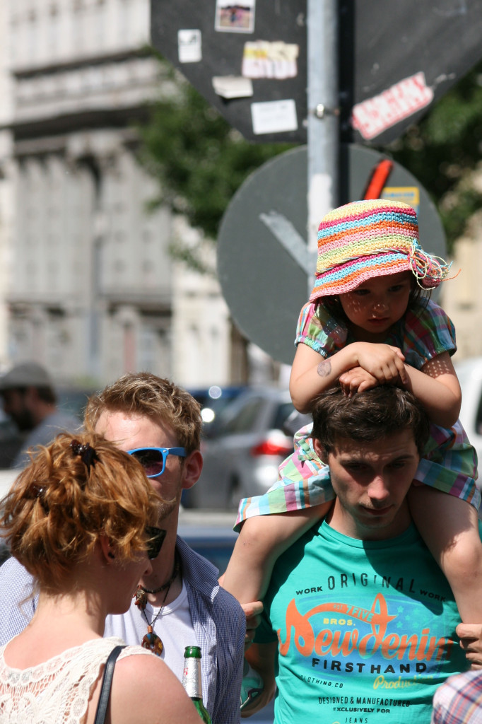 Thanks Daddy - a child gets a better view at Karneval der Kulturen (Carnival of Cultures) in Berlin