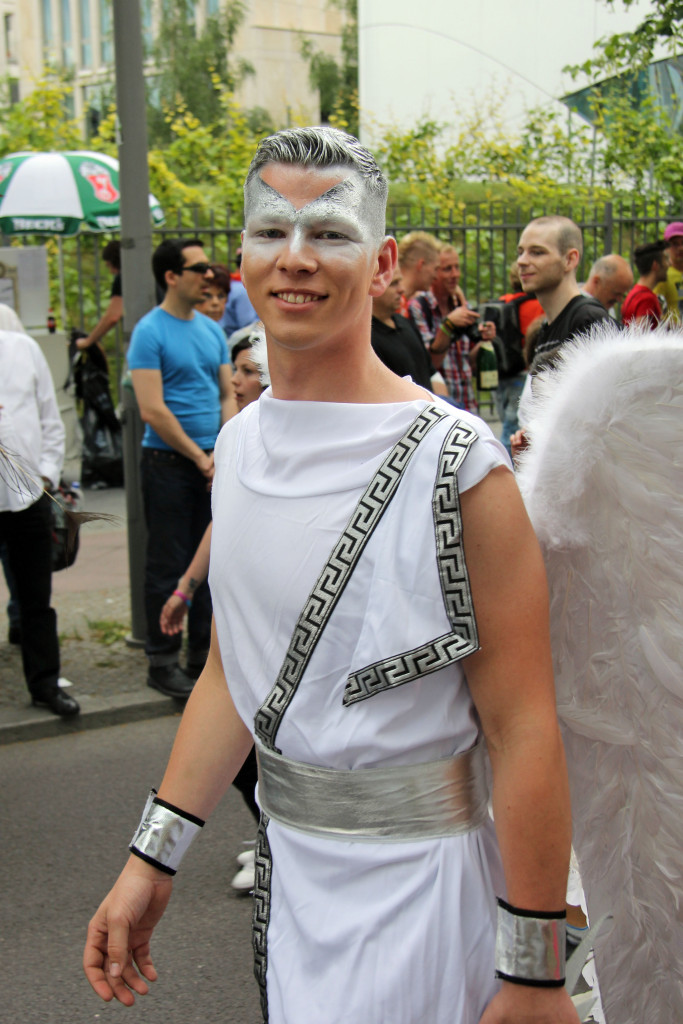 Angel: A reveller at the Christopher Street Day Parade (CSD) in Berlin