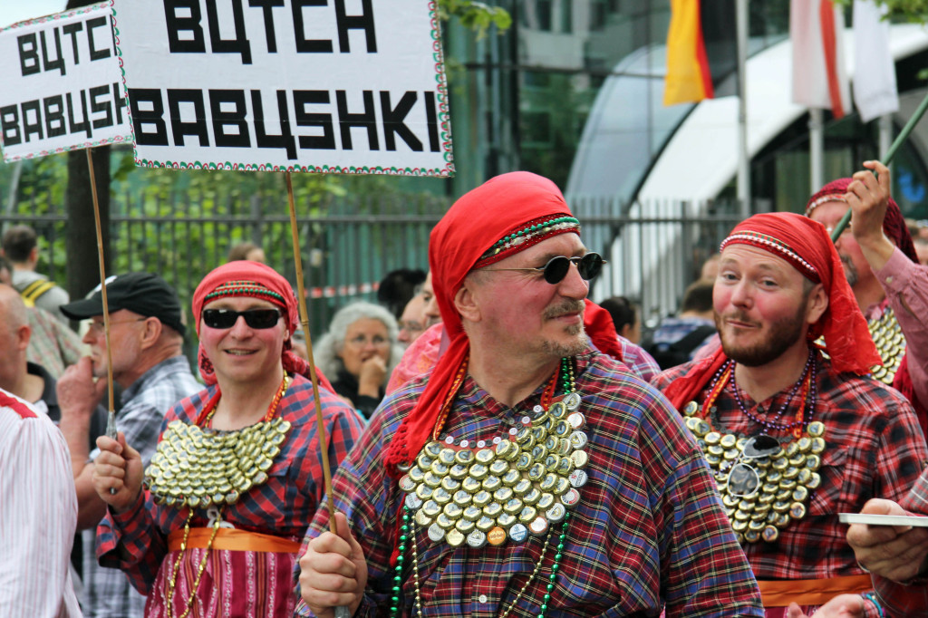 Butch Babushki: A group of men at the Christopher Street Day Parade (CSD) in Berlin dressed as Russia’s entry to the Eurovision Song Contest 2012