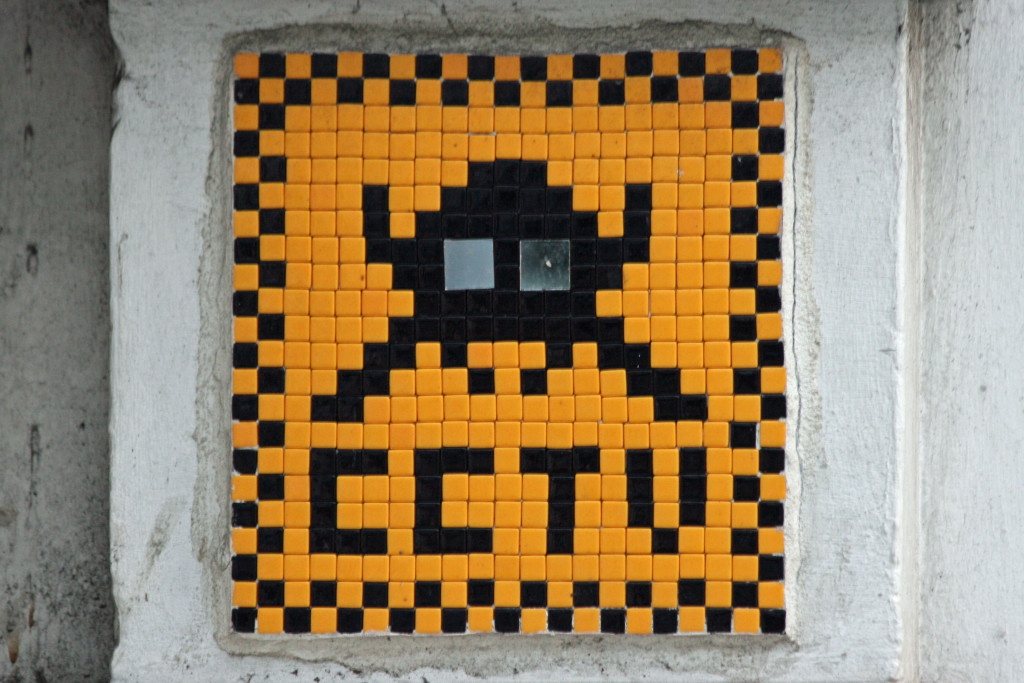 Invader 1: Tile Mosaic Space Invader 'CCTV' Street Art in London