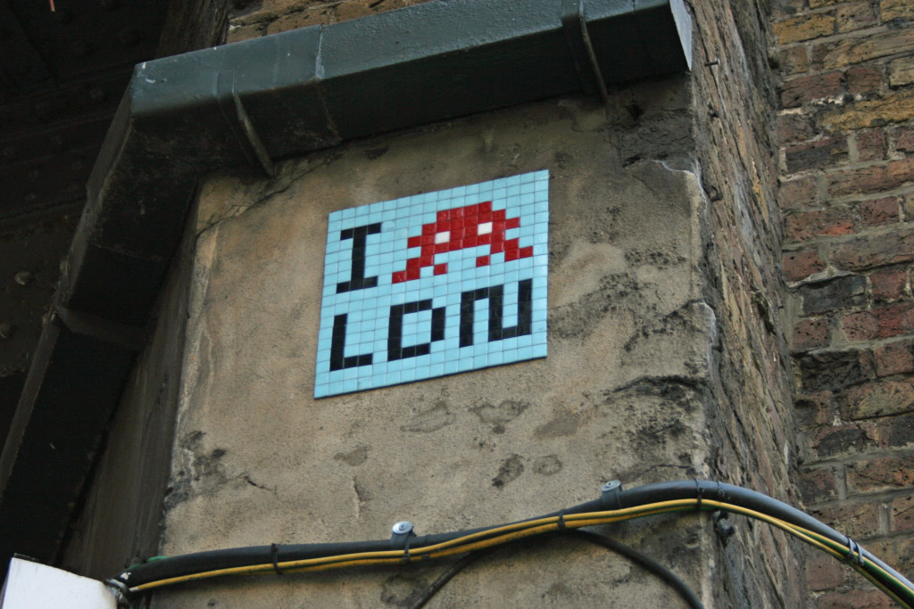 Invader 3: Tile Mosaic Space Invader 'I Love LDN' Street Art in London