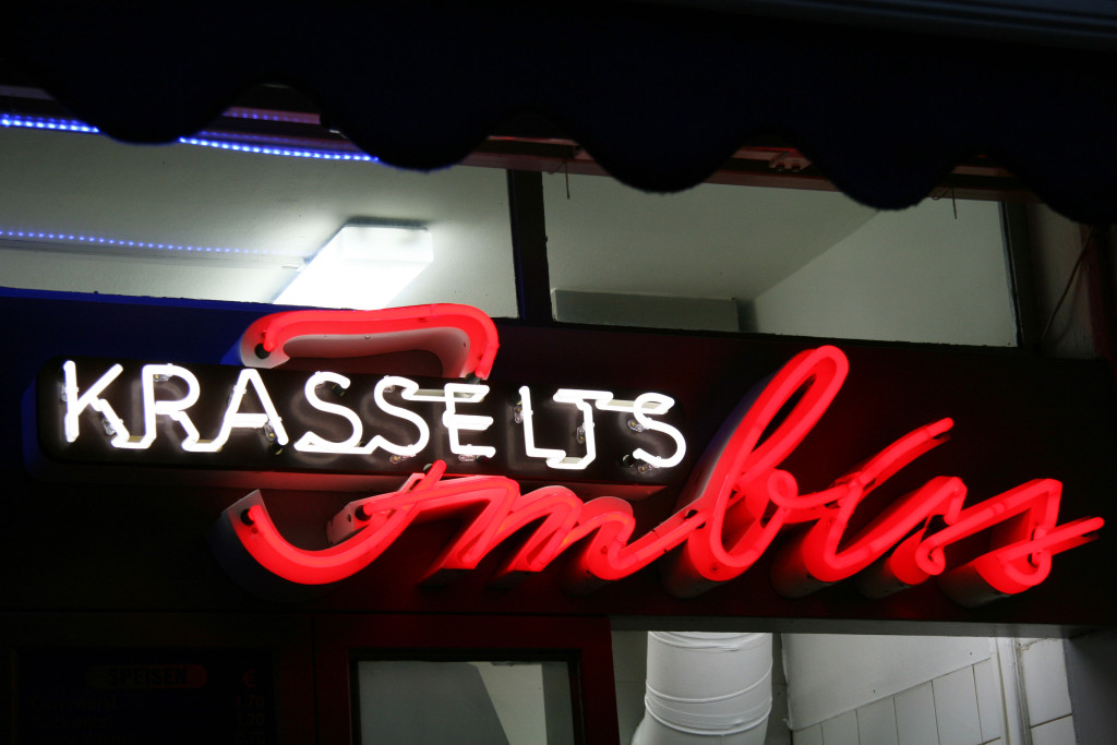 The Neon sign at Krasselts Imbiss in Steglitz in Berlin