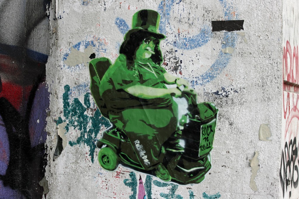 Rock 'n' Roll Mobility Scooter: Street Art by Robi The Dog in Berlin