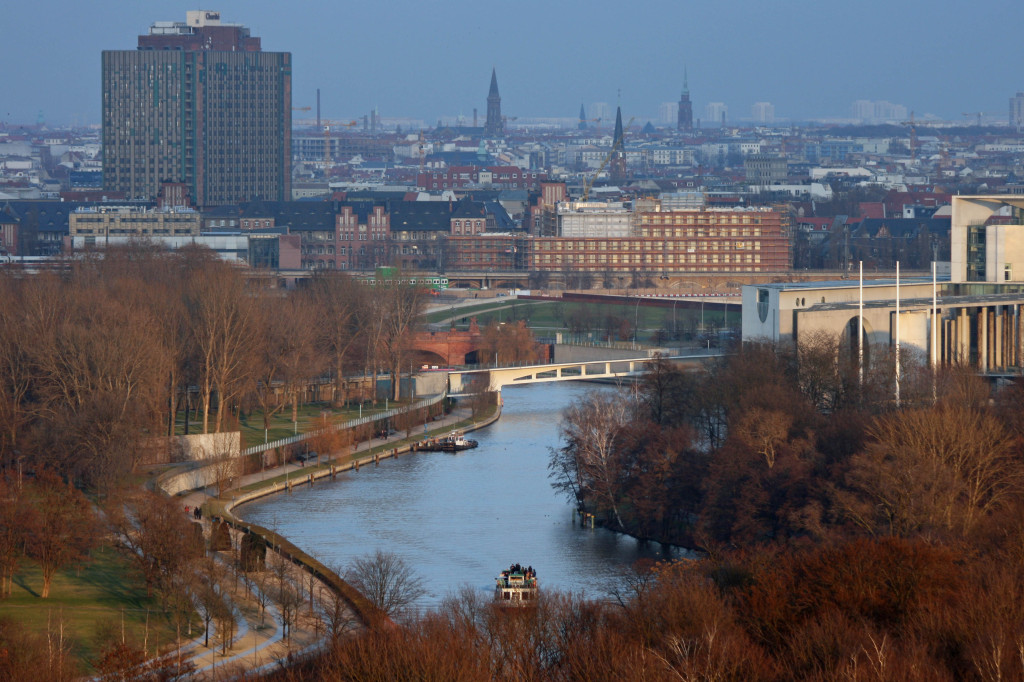 The view over The Spree and Tiergarten from the Siegessäule (Victory Column) in Berlin