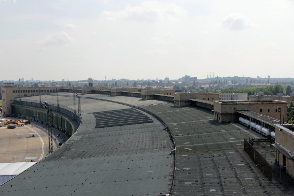 The terracing on the roof of Tempelhof Airport in Berlin that was to be part of a huge stadium for spectators to watch air shows