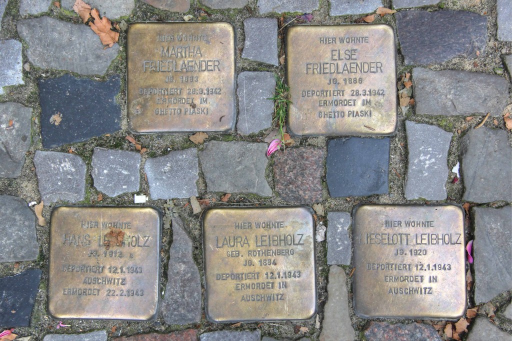Stolpersteine 125: In memory of Martha Friedlaender, Else Friedlaender, Hans Leibholz, Laura Leibholz and Lieselott Leibholz (Danckelmannstrasse 44) in Berlin