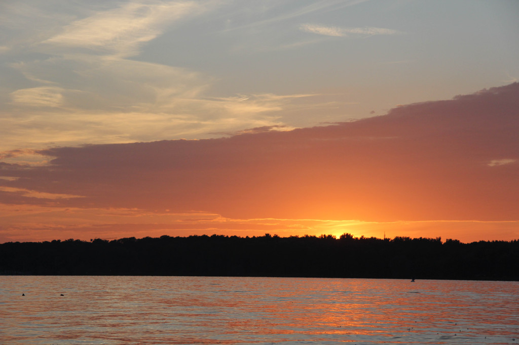 The sunset over the lake at Wannsee in Berlin