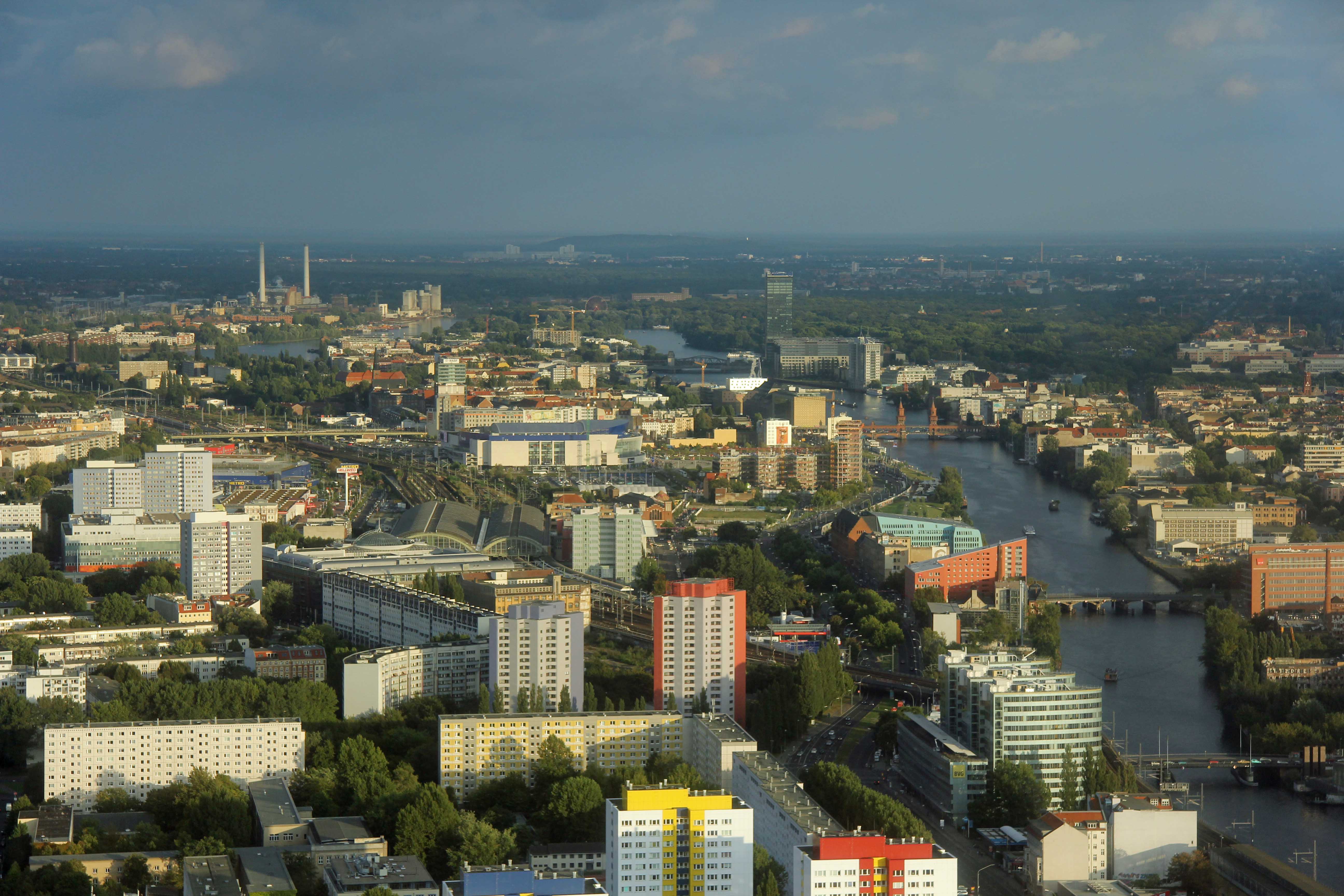 Berlin and the River Spree from the Fernehturm (TV Tower) at Alexanderplatz