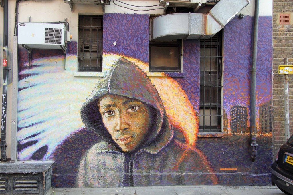 Boy In Da Hood: Pointilist Street Art by Jimmy C in London