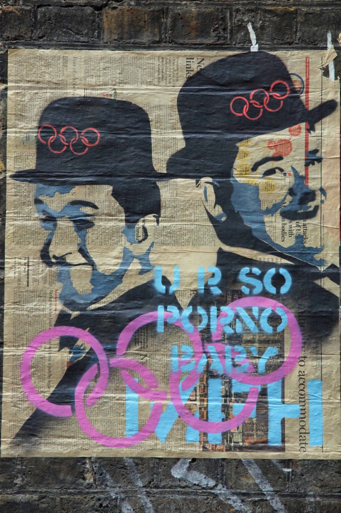 Dick und Doof (Laurel & Hardy) do the Olympics - Street Art by Mr. Fahrenheit in East London