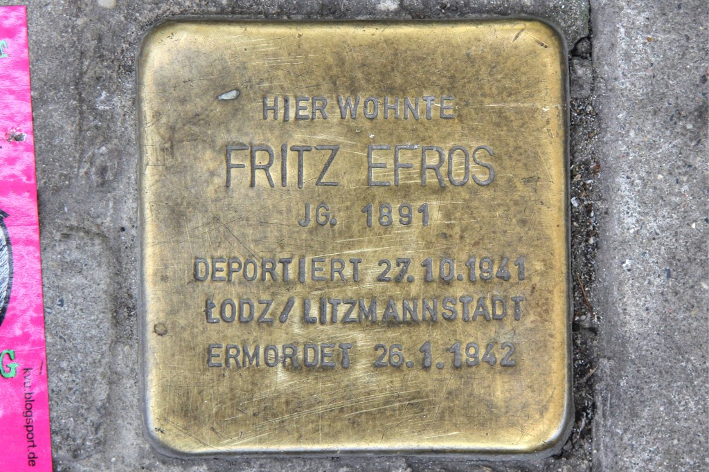 Stolpersteine 126: In memory of Fritz Efros (Danziger Strasse 28) in Berlin