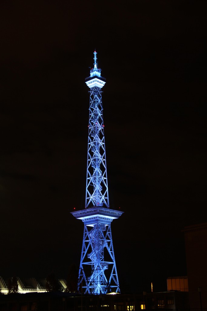 Funkturm (West Berlin TV Tower) lit up during the Berlin Festival of Lights