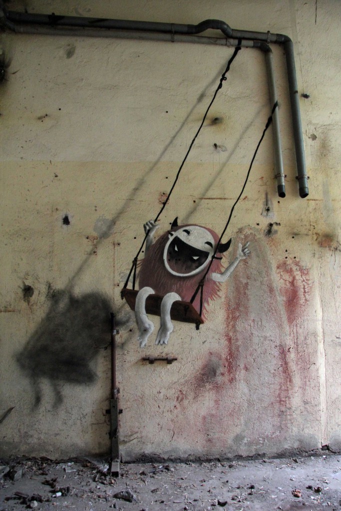 Monster Swing: Street Art by Kim Köster at Papierfabrik Wolfswinkel near Berlin