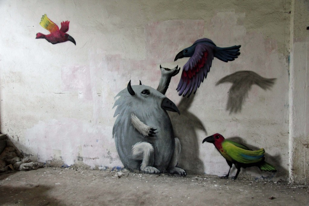 The Birdman of Wolfswinkel: Street Art by Kim Köster at Papierfabrik Wolfswinkel near Berlin