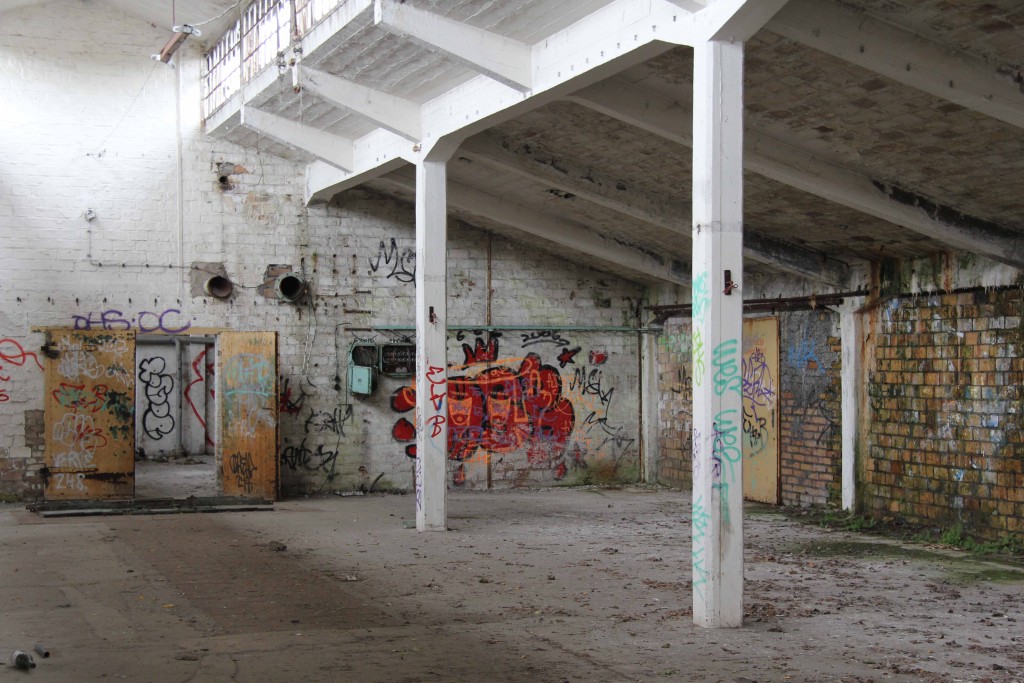 Sloped Ceiling at Papierfabrik Wolfswinkel, an abandoned paper mill near Berlin