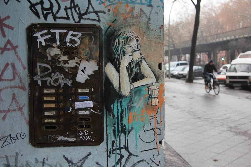 Coffee on a Cold Day - Street Art by AliCé in Berlin