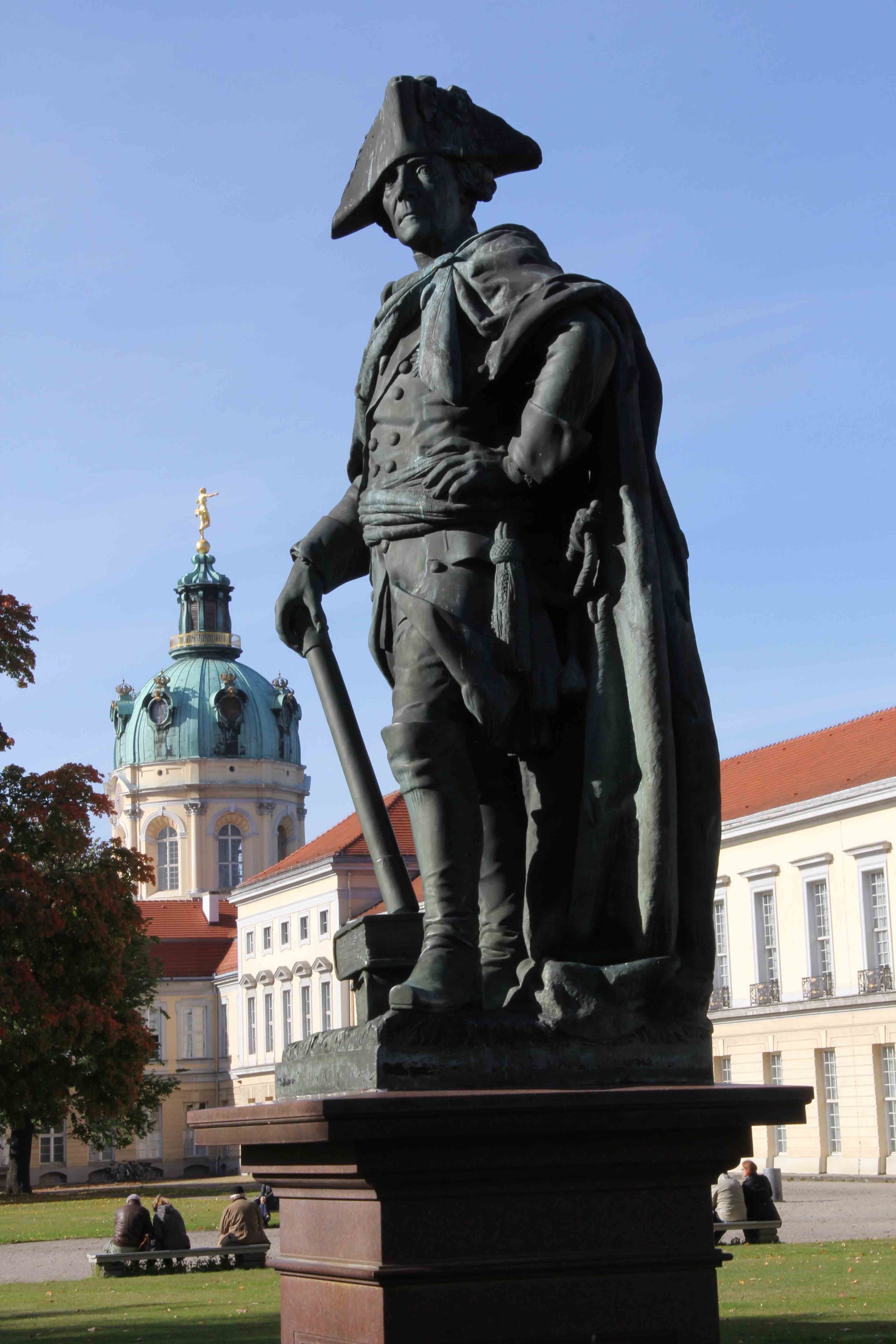 A statue of Friedrich der Grosse (Friedrich II) in the grounds of Schloss Charlottenburg in Berlin