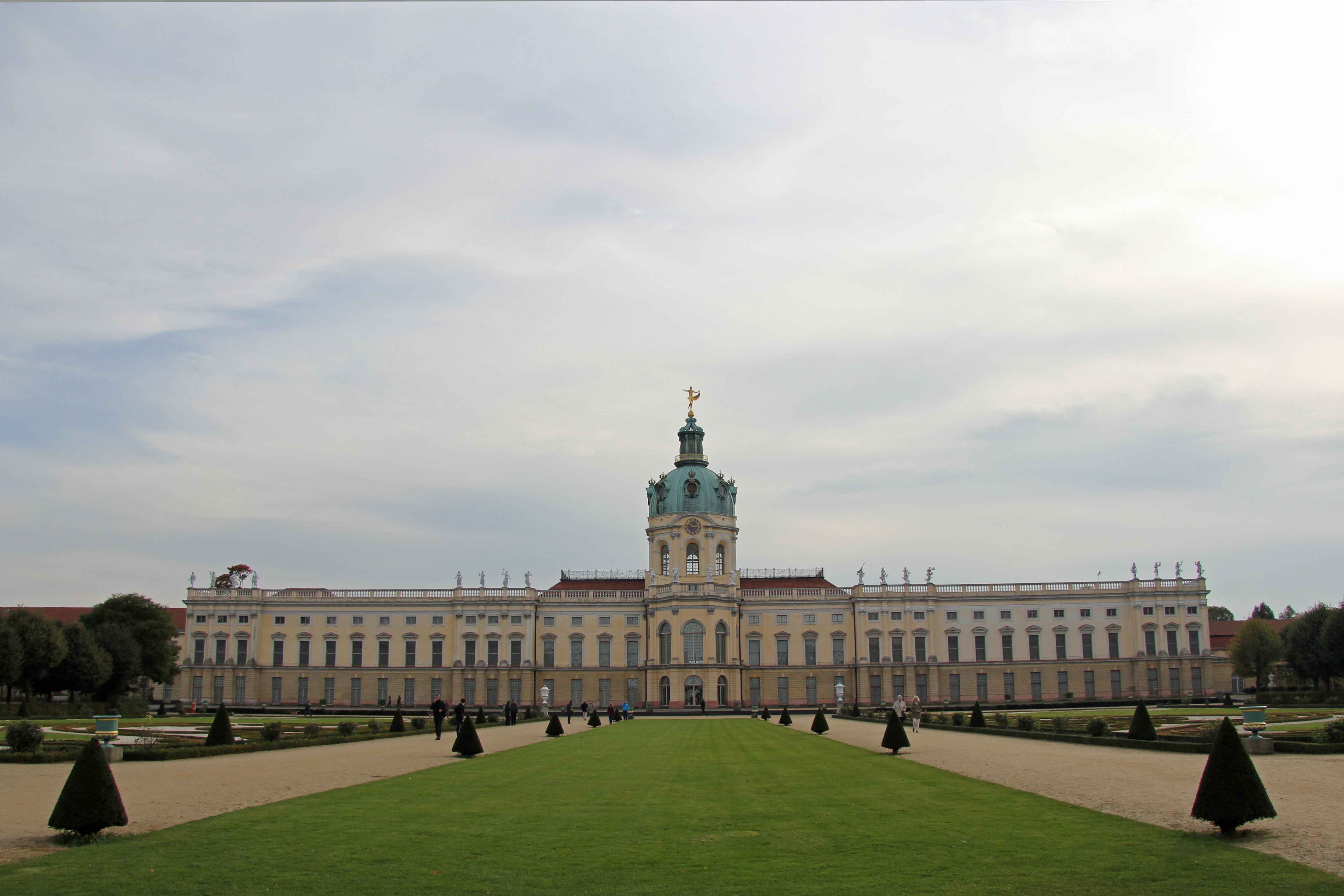 The rear view of Schloss Charlottenburg in Berlin seen from The Palace Gardens