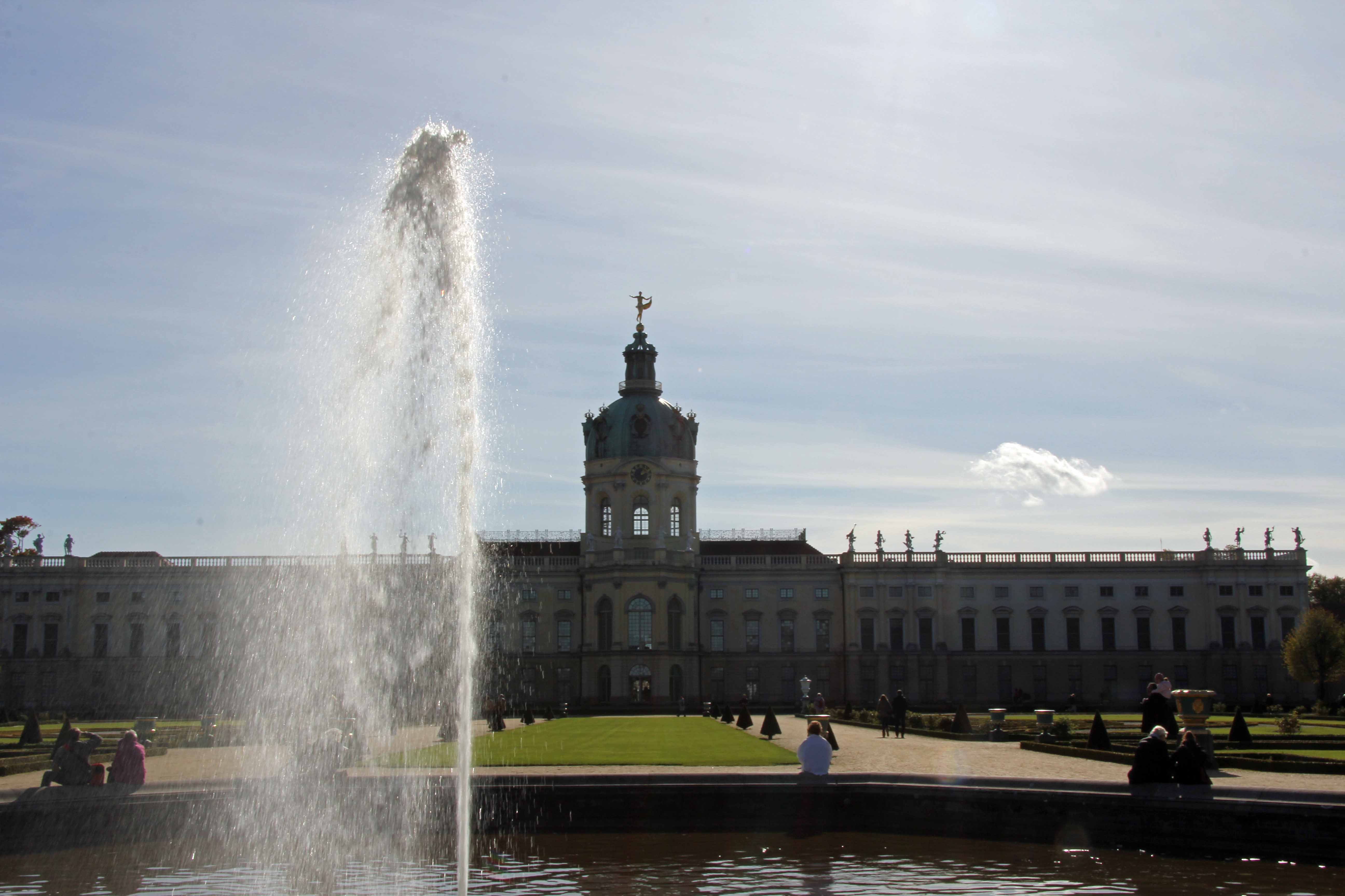 Schloss Charlottenburg in Berlin seen from the fountain in The Palace Gardens