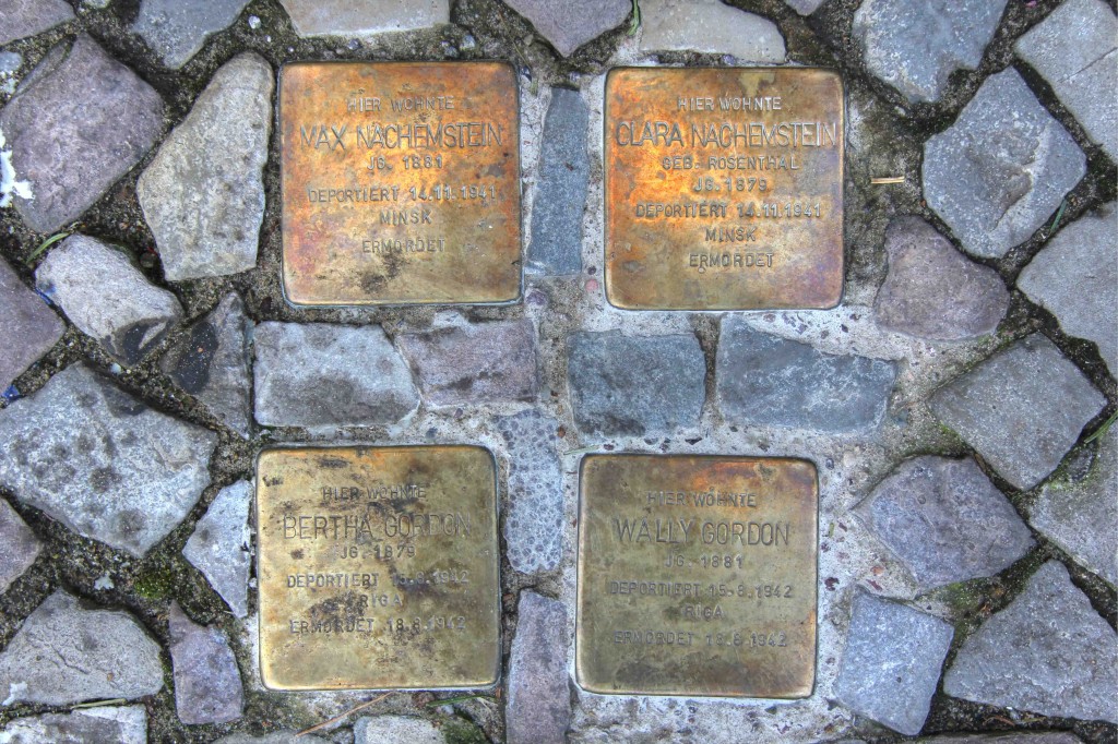Stolpersteine Berlin 168: In memory of Max Nächemstein, Clara Nächemstein, Bertha Gordon and Wally Gordon (Leonhardtstrasse 6)