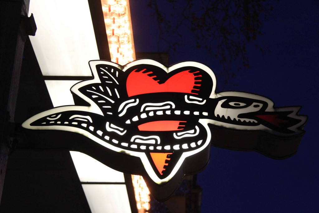 Love Snake (the sign of the Prater Garten in Berlin at night)