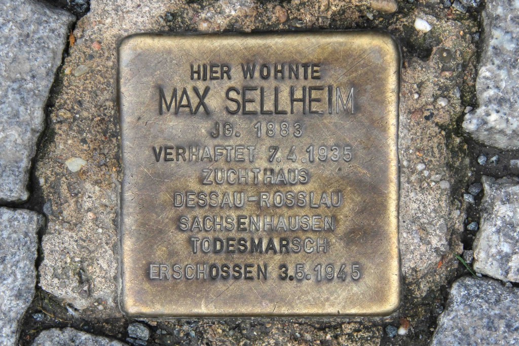 Stolpersteine Berlin 181: In memory of Max Sellheim (Corner of Naunynstrasse and Manteuffelstrasse)