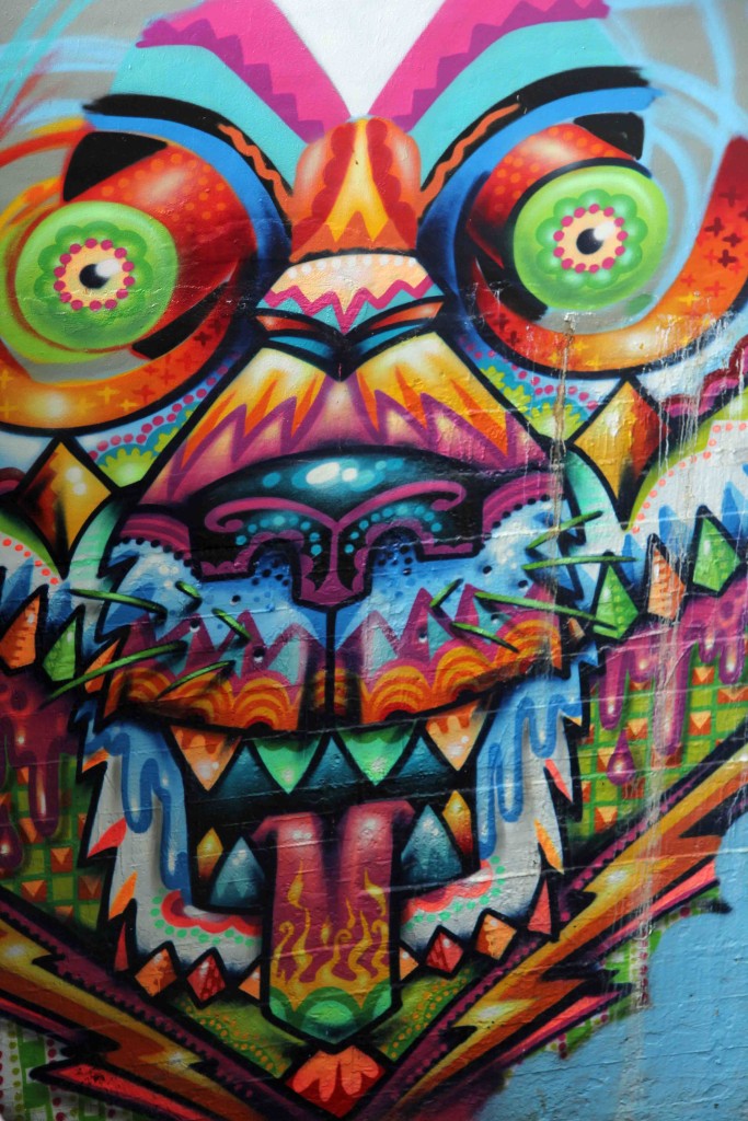 Multi-coloured Bear - Street Art by Unknown Artist on the Bierpinsel in Berlin
