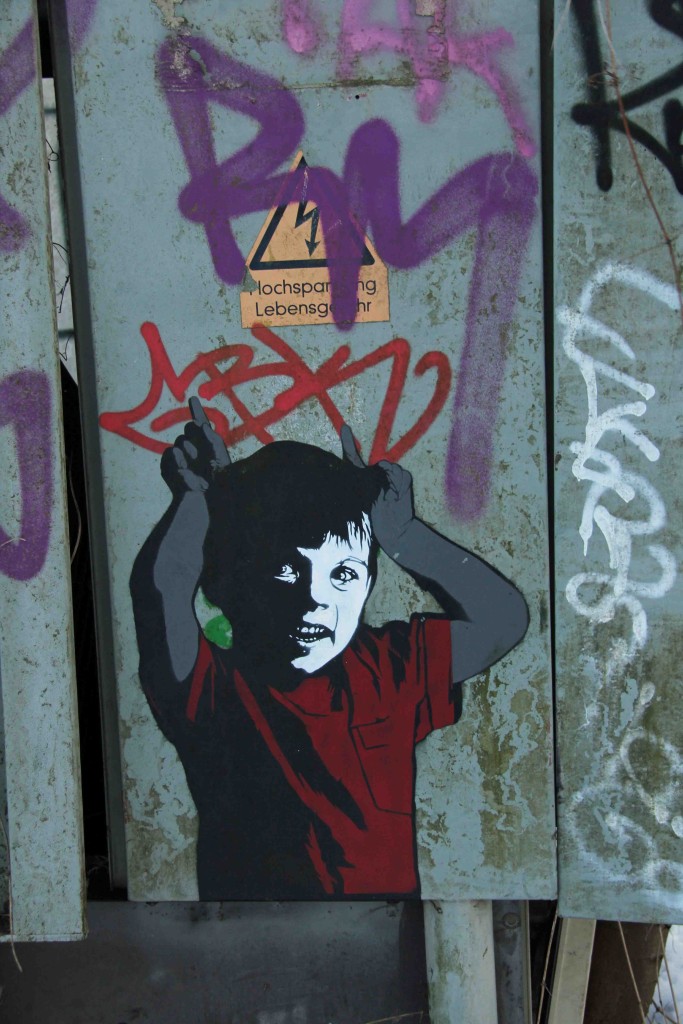 Cheeky Boy - Street Art by ALIAS (painted for Artbase 2012) at the former NSA Listening Station at Teufelsberg Berlin