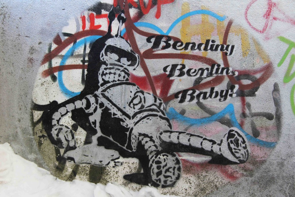 Bending Berlin Baby (Bender from Futurama) - Street Art by Ambush at the former NSA Listening Station at Teufelsberg Berlin