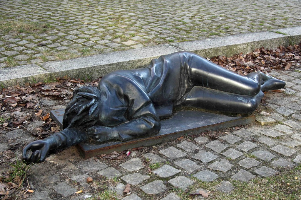 Ludmila Seefried-Matejková - Sleeping - a punk statue outside the Bürgeramt Charlottenburg-Wilmersdorf in Berlin