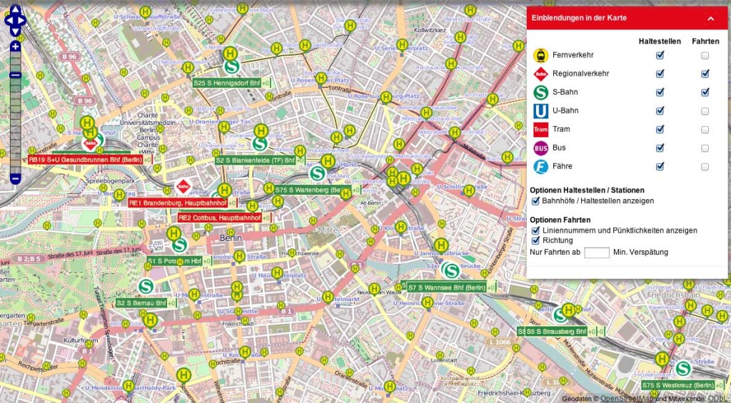VBB-Livekarte Interactive Berlin Transport Map Screenshot