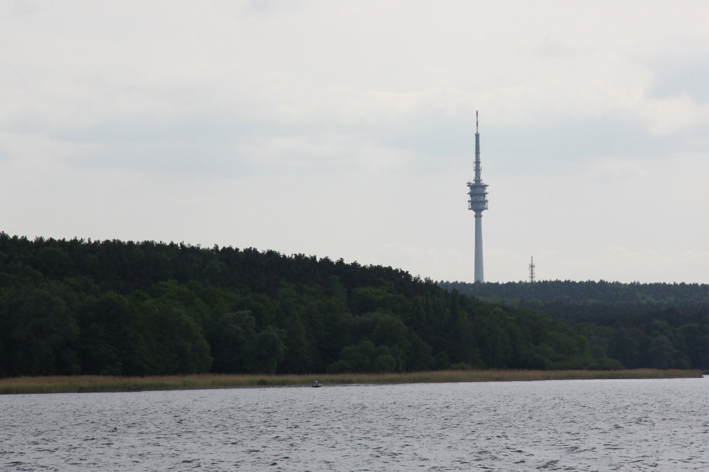 Fernmeldeturm Berlin-Schäferberg, a TV and radio tower as seen from Wannsee