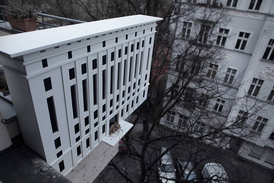 Birdhain - A birdhouse in the style of Berlin's most famous club, Berghain by Malte Jensen