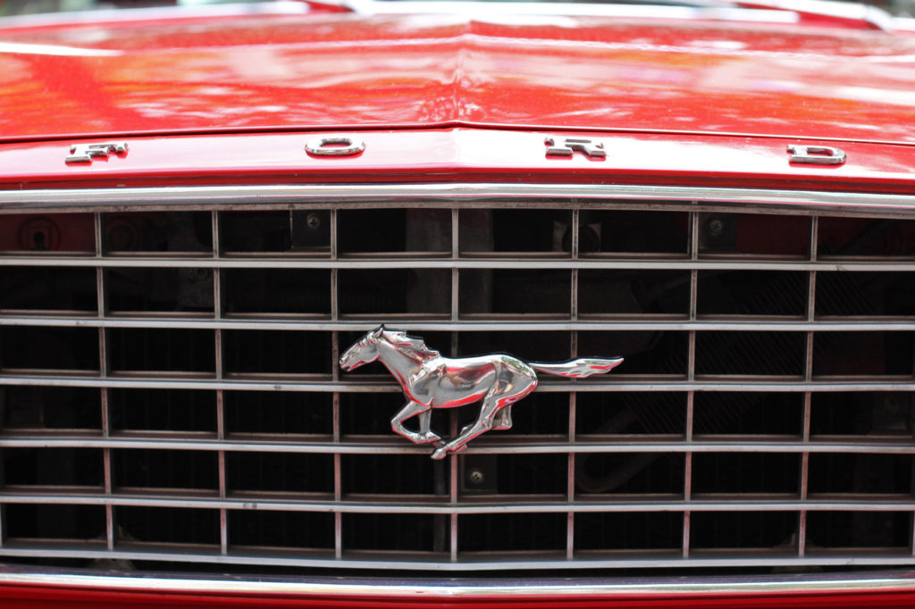 Ford Mustang Emblem and Grill at Classic Days Berlin - an annual classic car event held on the Kurfürstendam