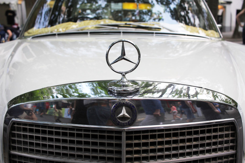 White Mercedes at Classic Days Berlin - an annual classic car event held on the Kurfürstendam