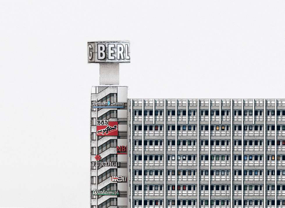Haus des Berliner Verlages von MODERN EAST. Build Your Own Modernist DDR - ein Set von 9 Papiermodellen der DDR-Architektur von Zupagrafika zum Ausschneiden und Zusammenbauen.