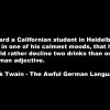 The Awful German Language - Mark Twain quote - I heard a Californian student in Heidelberg say, in one of his calmest moods, that he would rather decline two drinks than one German adjective.