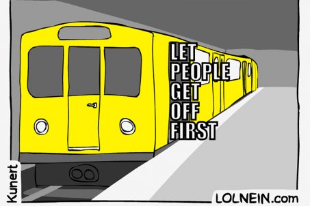 Frame from the Train Etiquette GIF from Vincent Kunert of LOLNEIN