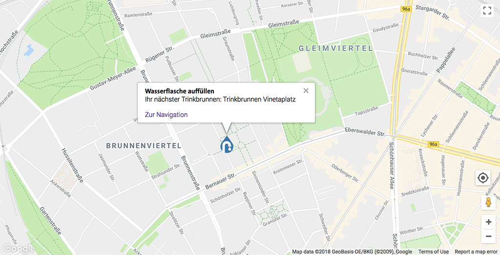 Trinkbrunnen im Brunnenviertel von der Berliner Trinkbrunnen Karte - Berliner Wasserbetriebe